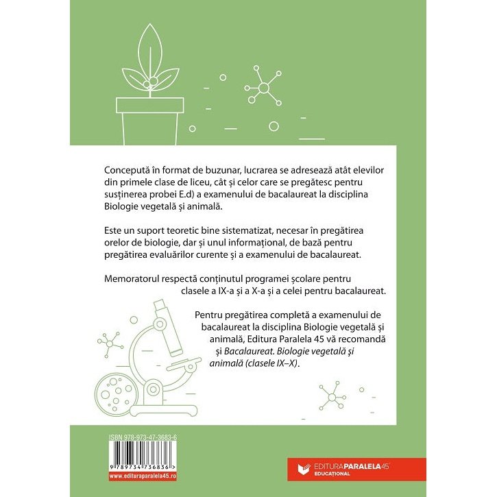 Memorator de biologie vegetală şi animală pentru clasele IX-X - Educatiesiperformanta